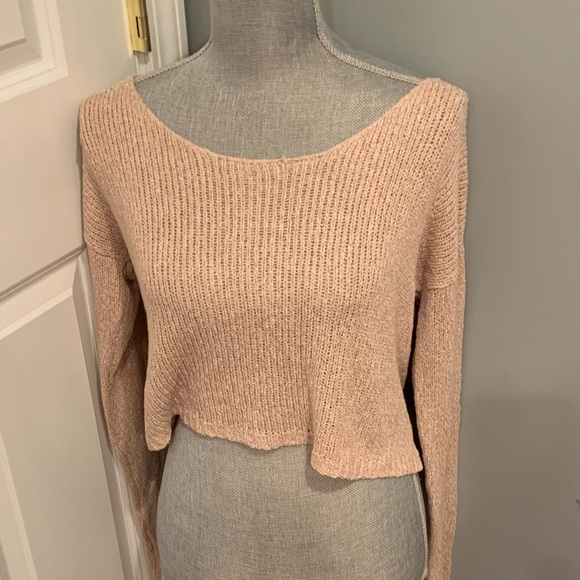NWT round neck long sleeve crop sweater from Say What? Sz Small - Picture 2 of 8